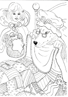 A coloring page of little red riding hood
